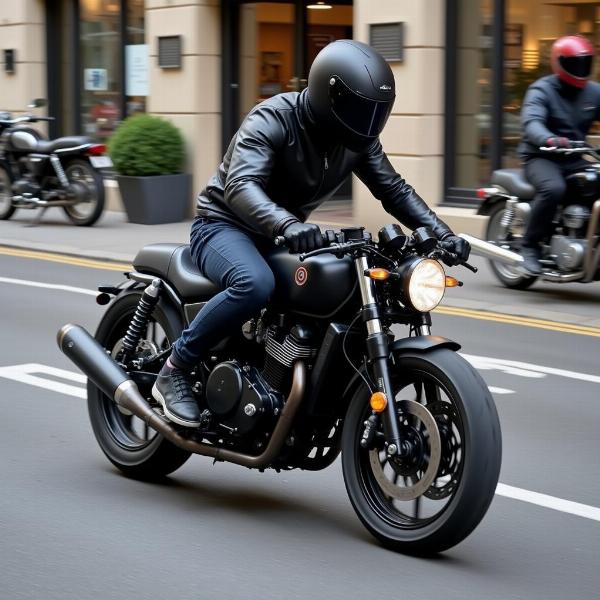 Roadster moto circulant en ville