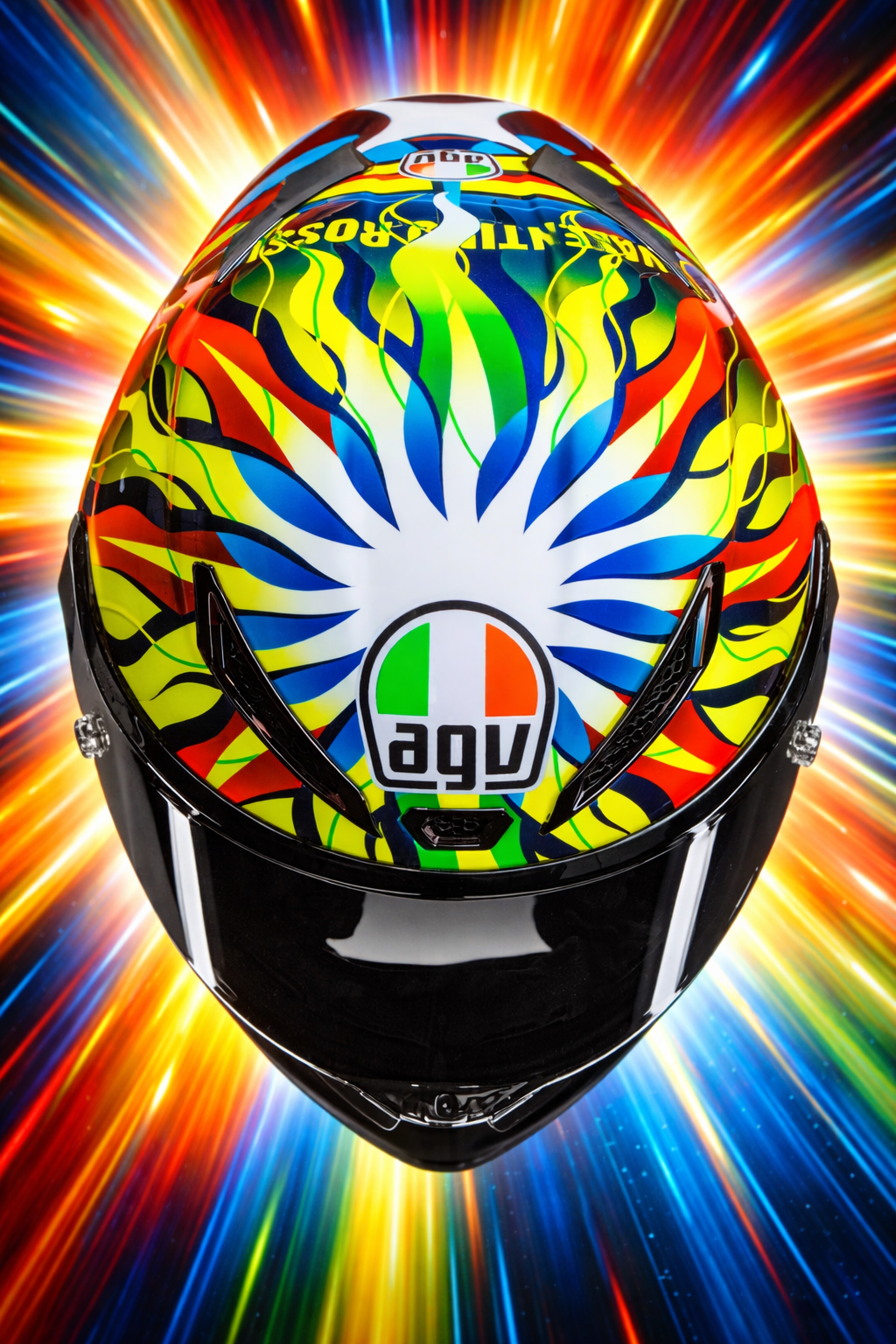 Casque AGV Pista GP RR Soleluna 2025 vu de la partie supérieure