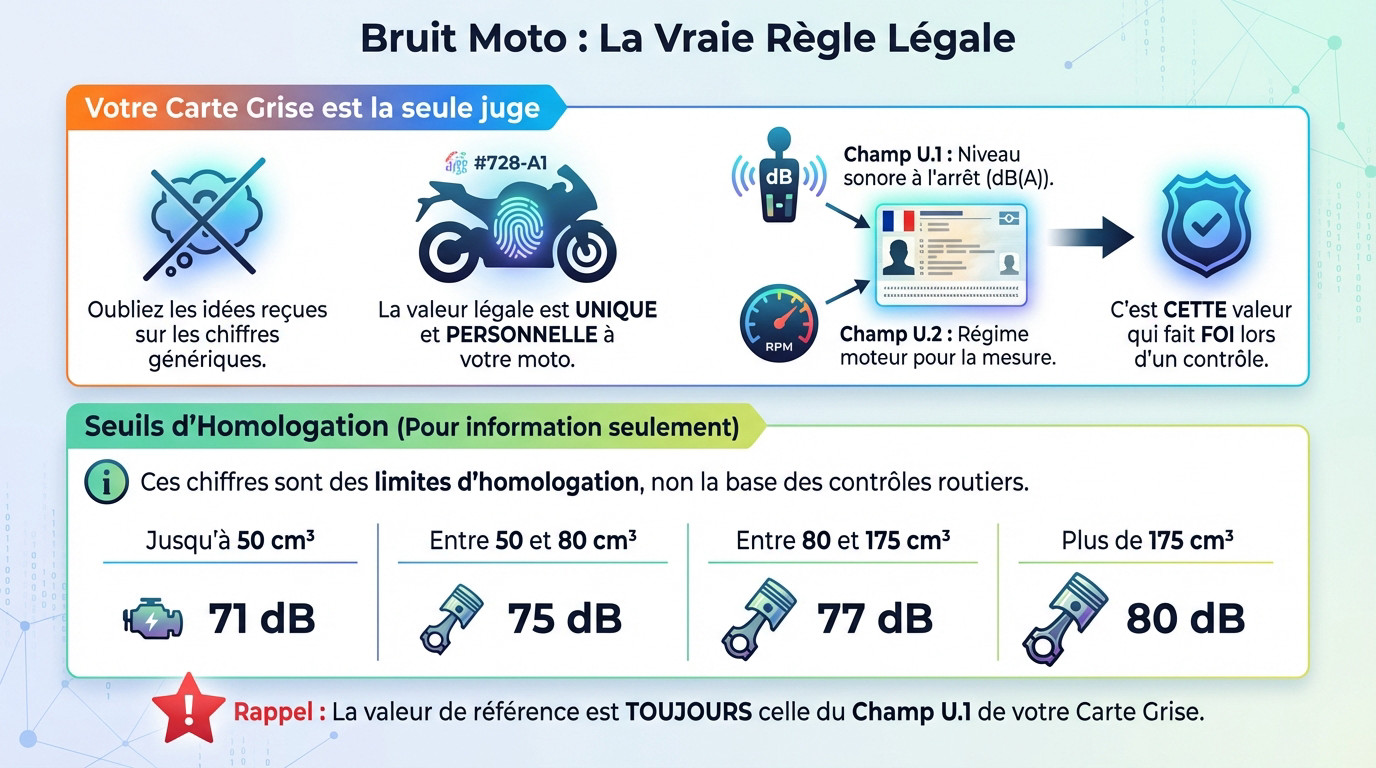 Contrôle sonomètre échappement moto et carte grise