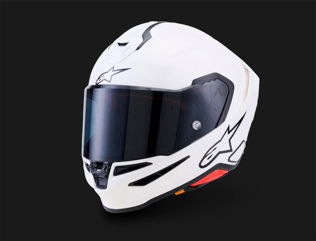 Vue principale de face du casque Alpinestars S-R7 en couleur blanc