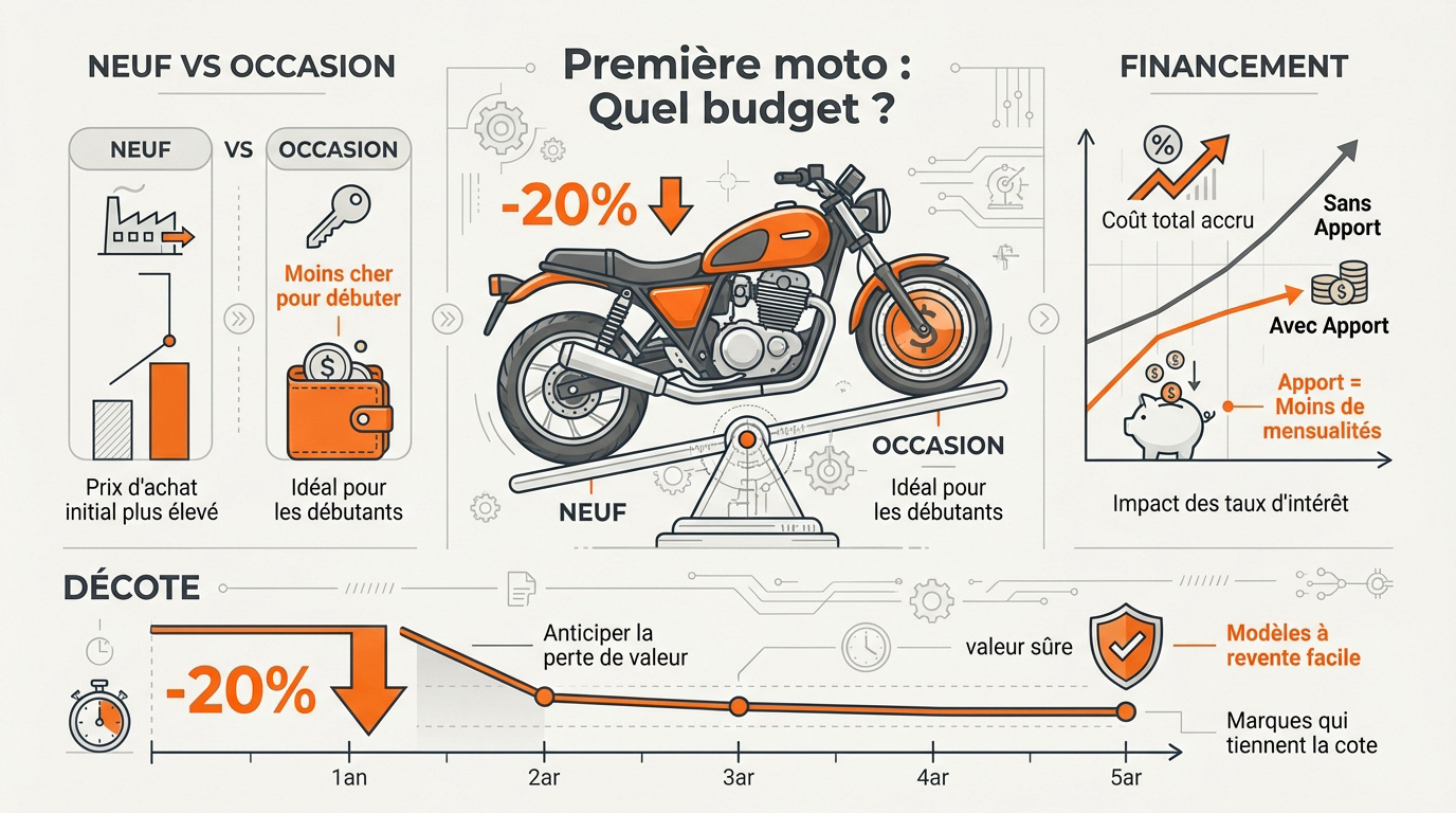 Comparaison budget achat moto neuve et occasion pour débutant