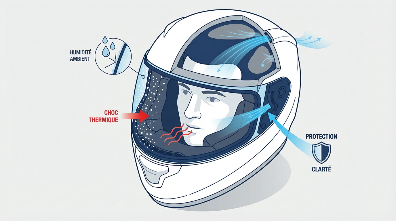 Visière de casque moto avec buée et système de ventilation