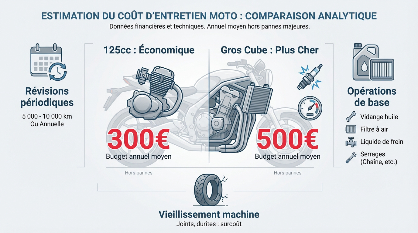 Comparaison du coût d'entretien entre une petite cylindrée et une grosse moto