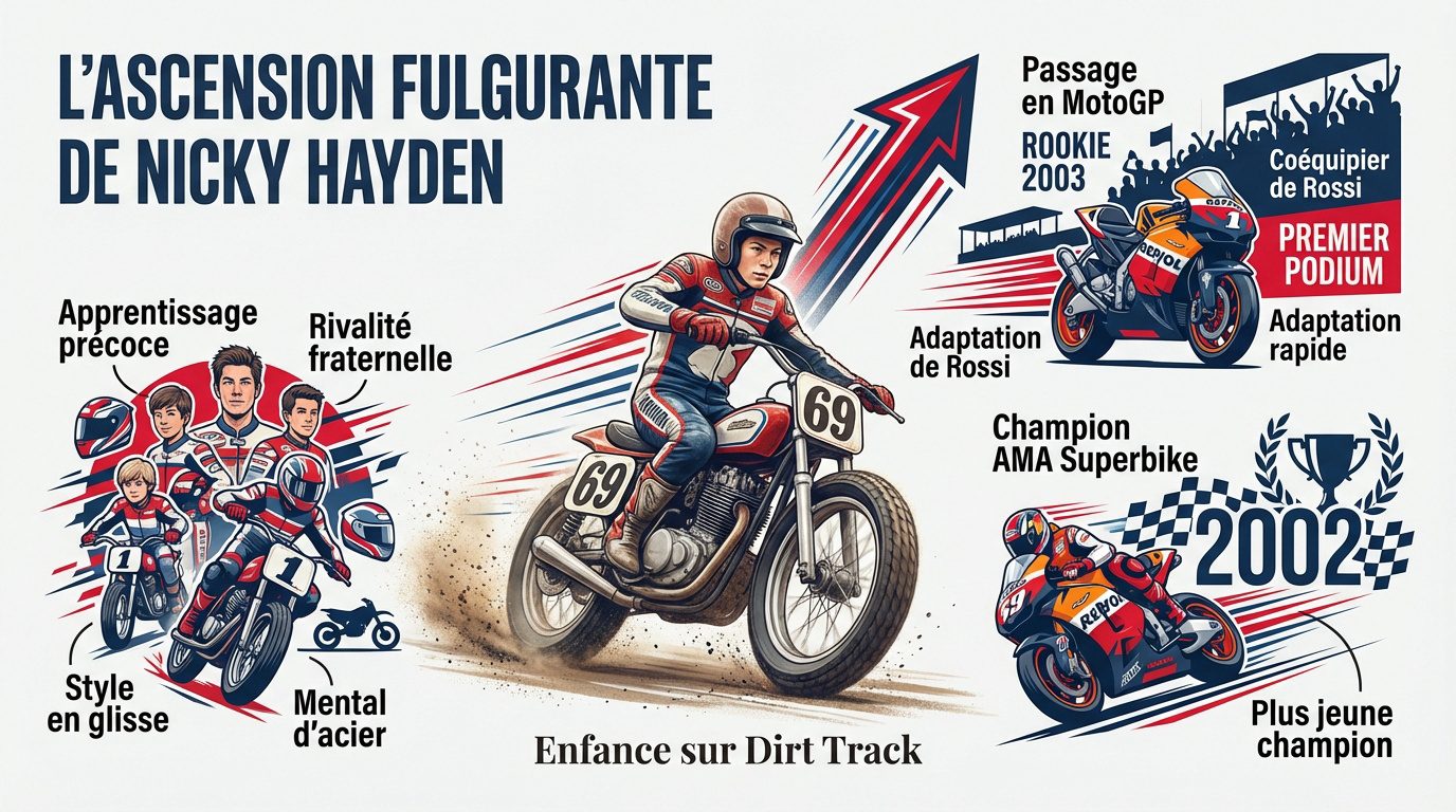 Nicky Hayden en pleine action sur sa moto de course